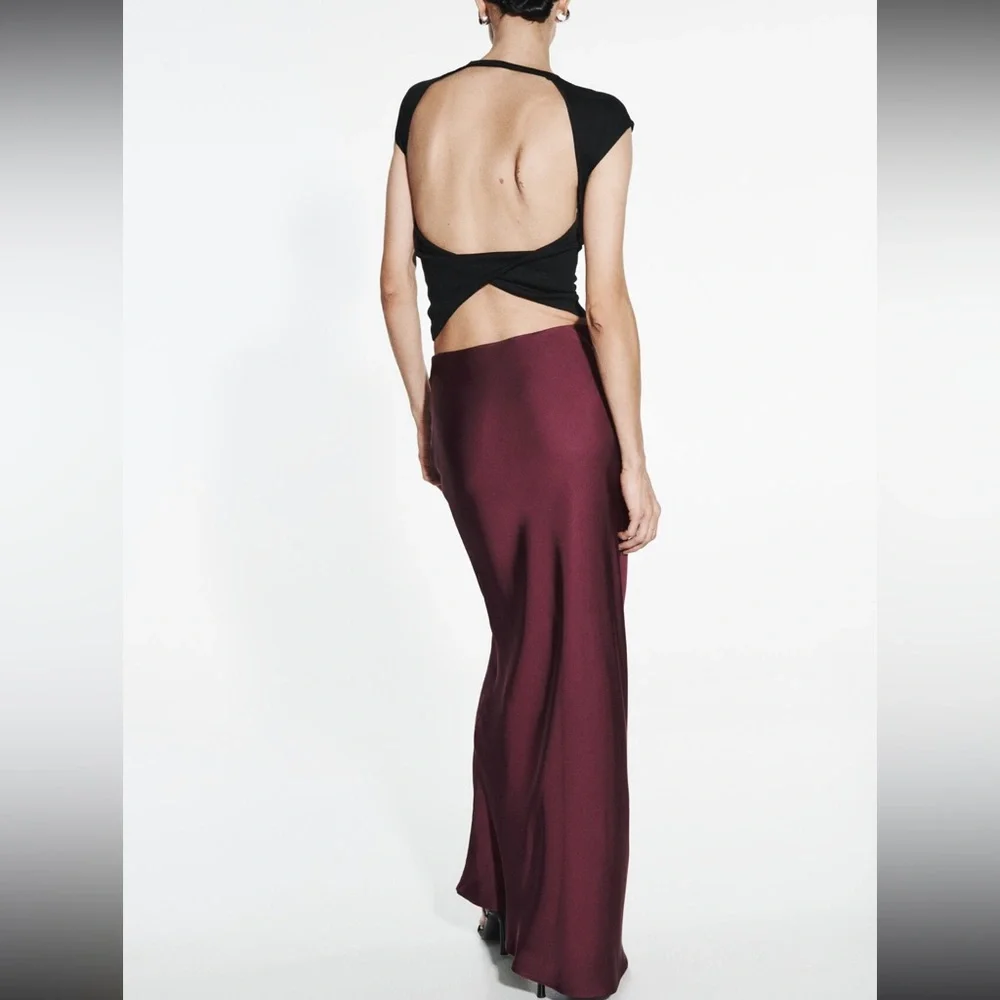 ZARA SATIN EFFECT LONG/ MAXI SKIRT - Picture 7 of 15